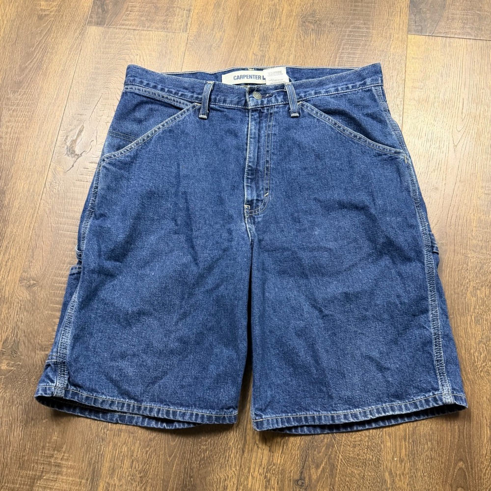 Vintage Y2K GAP Carpenter Denim Shorts Mens 33 Blue Baggy Workwear Jorts